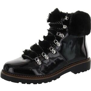 ESPIRIT Womens 6 M Black Patent Lined Lace Up Ankle Booties NIB YY6